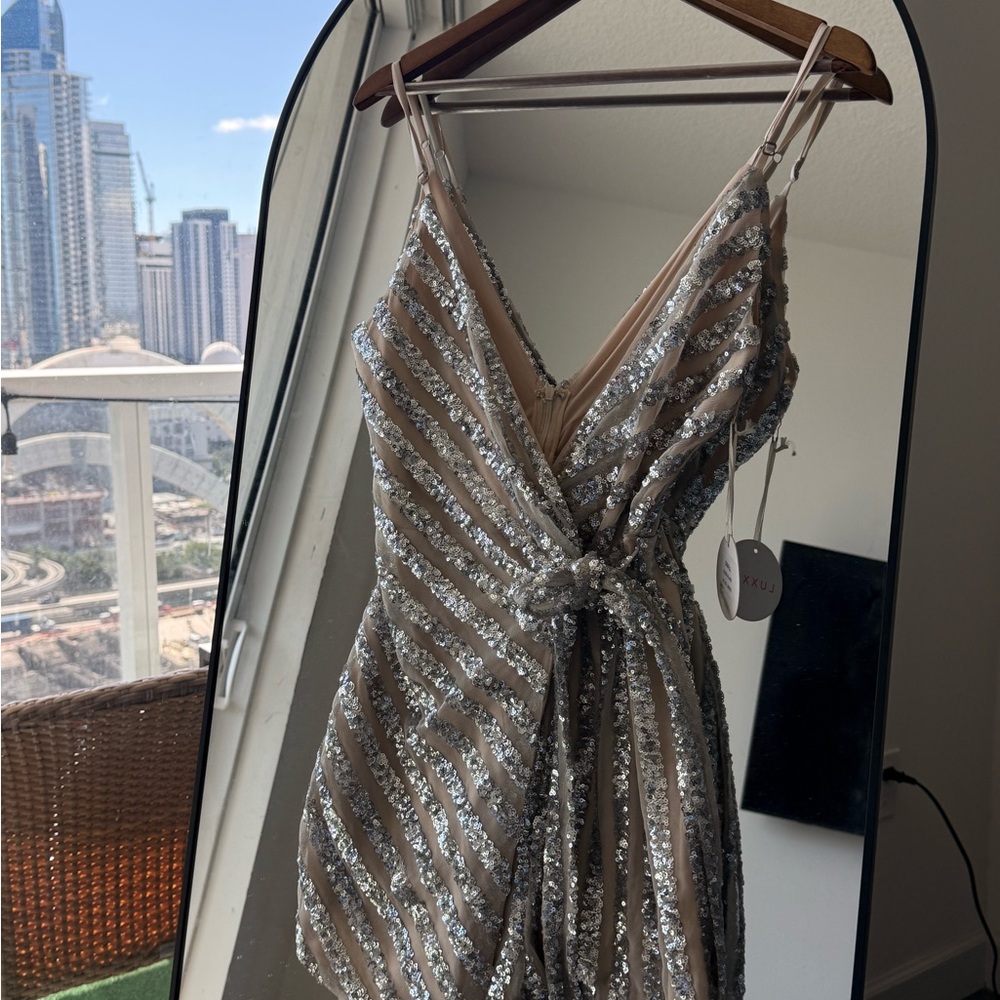 Luxxel Silver Sequin Mini Dress